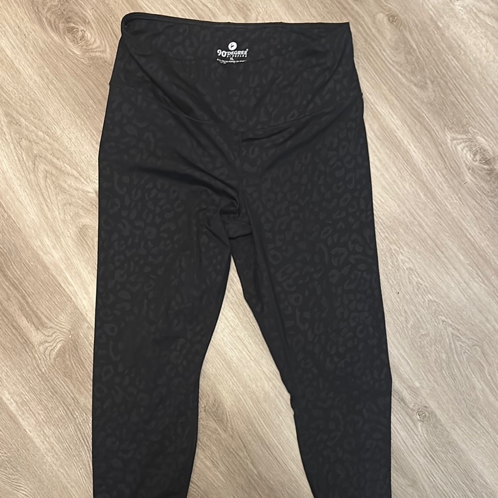 90 Degree by Reflex Black Leopard Print Leggings XL